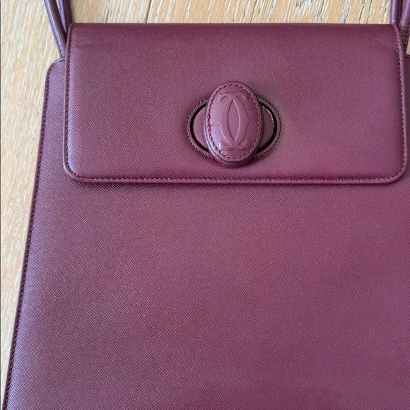 Authentic Vintage Cartier Must de Cartier Burgundy Leather Shoulder Bag